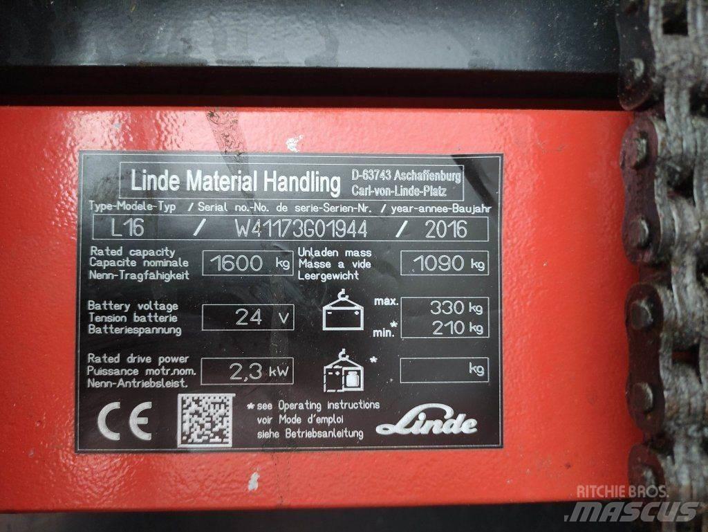 Linde L16i-1173 Pedestrian stacker